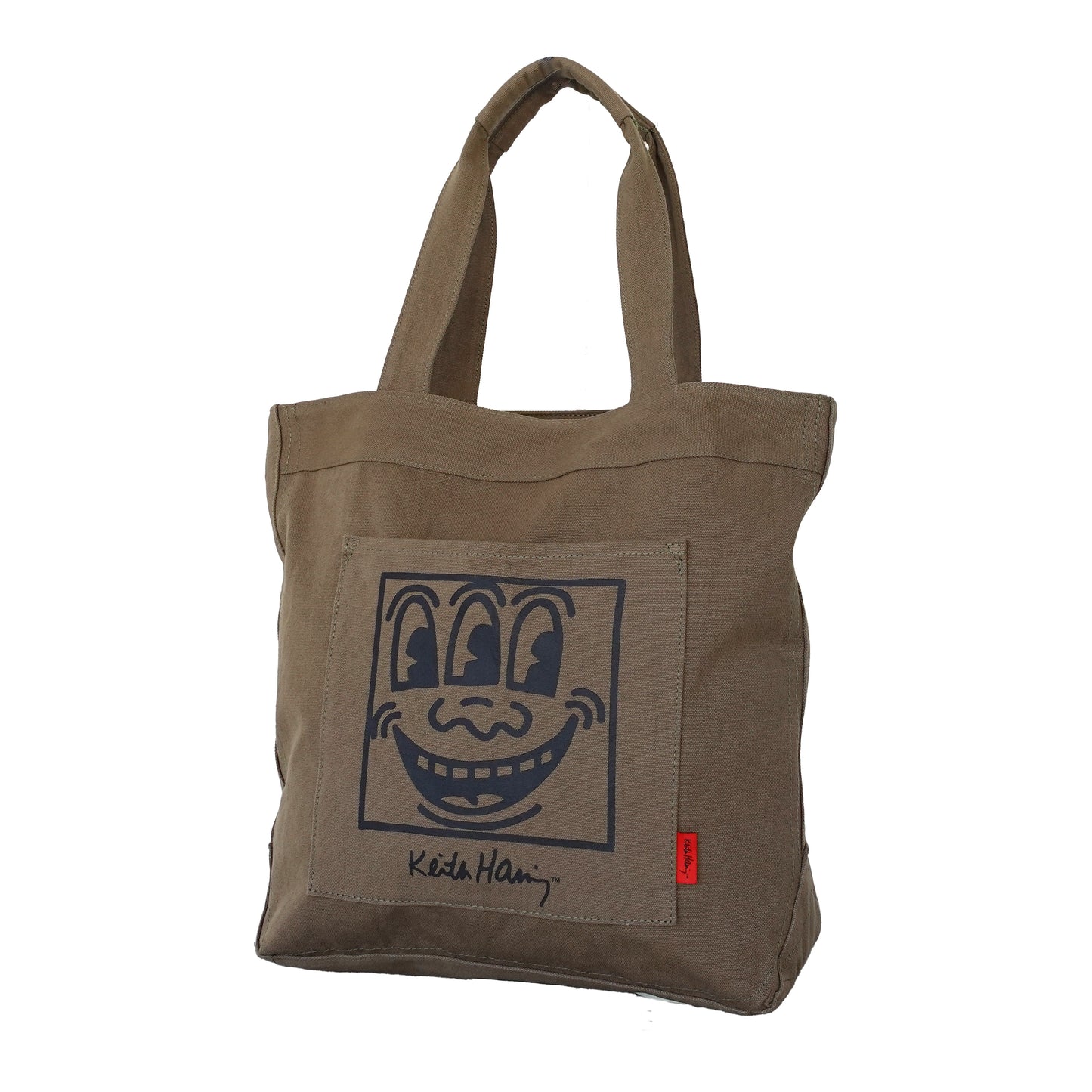 Keith Haring Cotton Canvas Tote "Three Eyes" #15504 Khaki