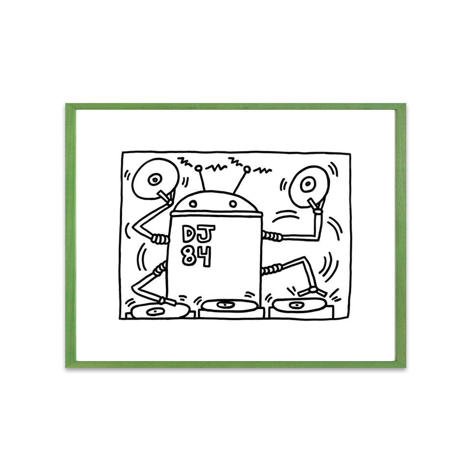 Keith Haring キース・ヘリング 額装ポスター DJ 84, 1983 – Nakamura Keith Haring キース・ヘリング 額装ポスター DJ 84, 1983 – Nakamura