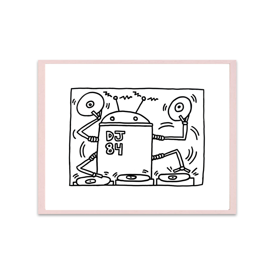 Keith Haring Framed Poster S DJ 84, 1983