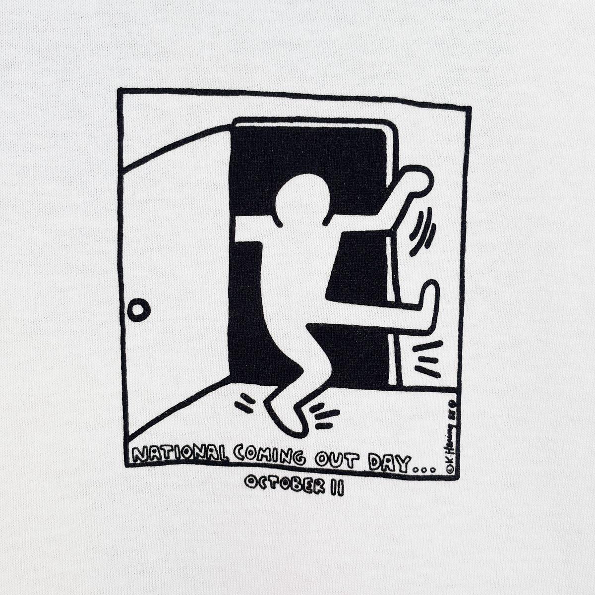 National Coming Out Day Keith Haring Short Sleeve T-shirt White