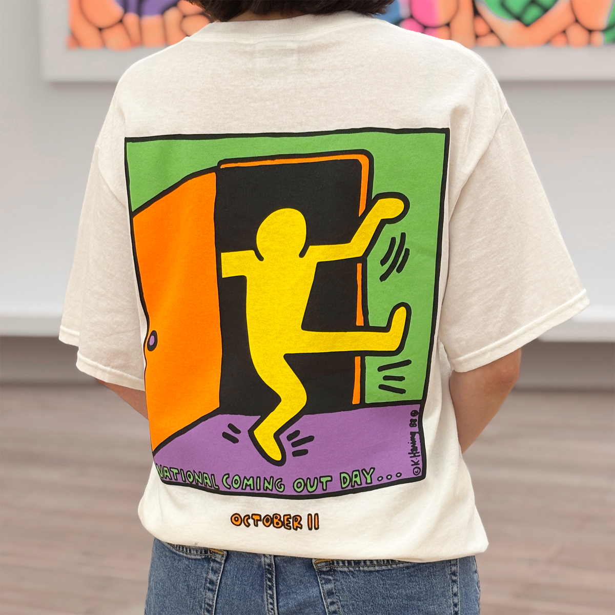 National Coming Out Day Keith Haring Short Sleeve T-shirt White