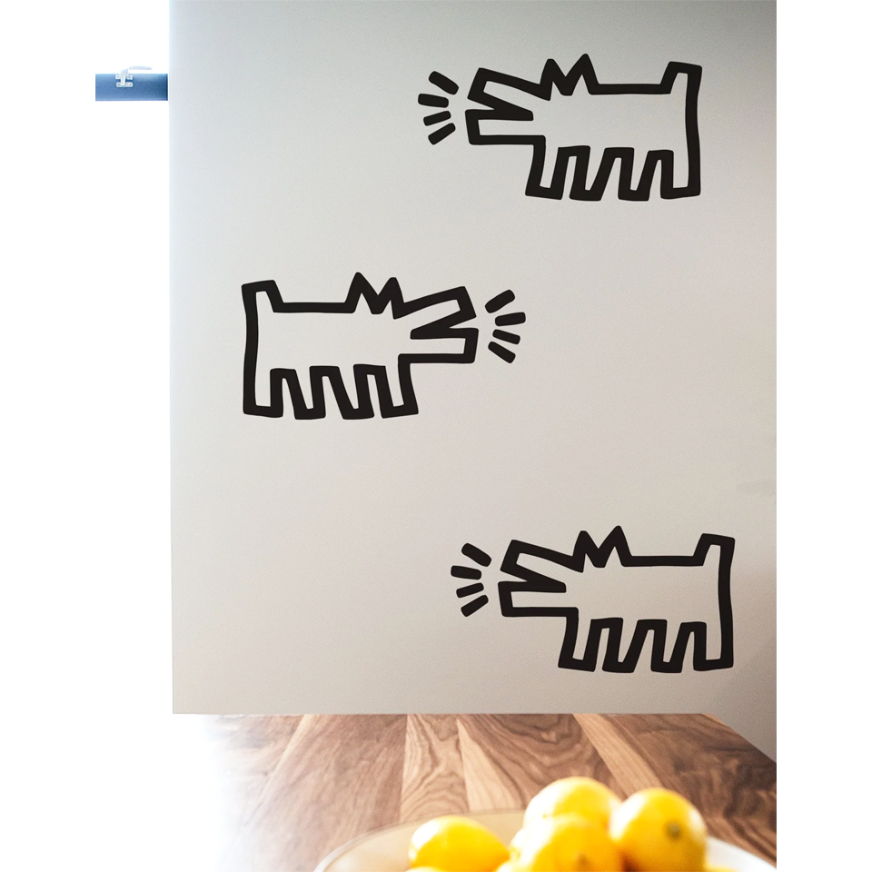 BLIK Keith Haring Wall Stickers Barking Dog Black Line Art