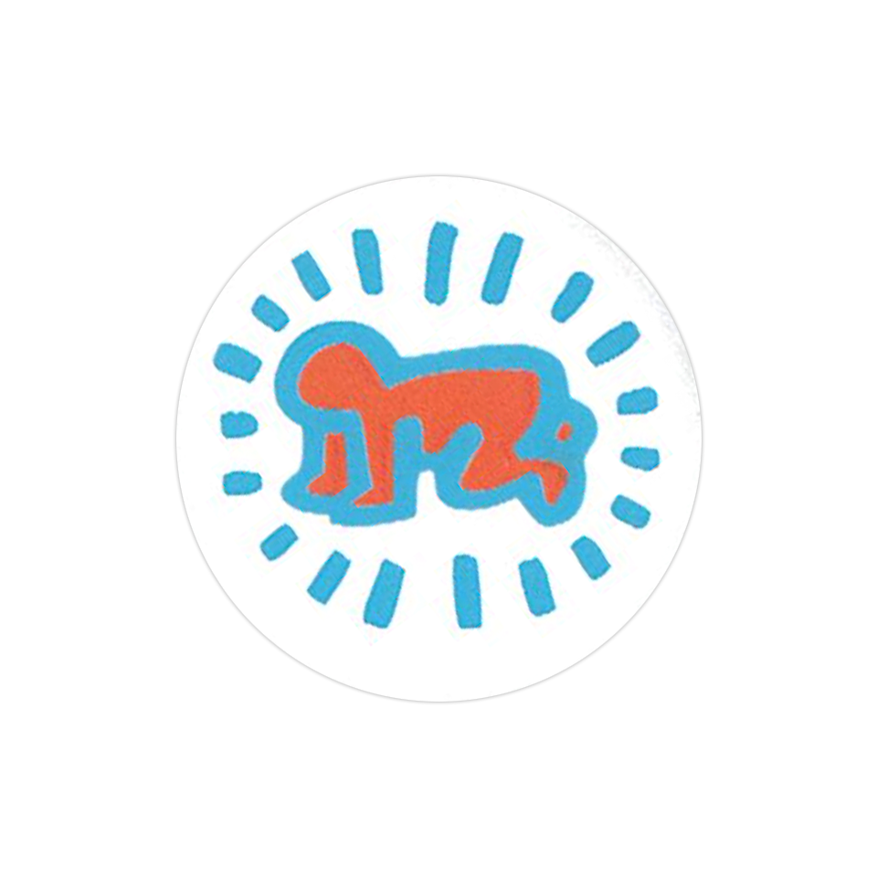 Keith Haring Button Radiant Baby Orange & Blue