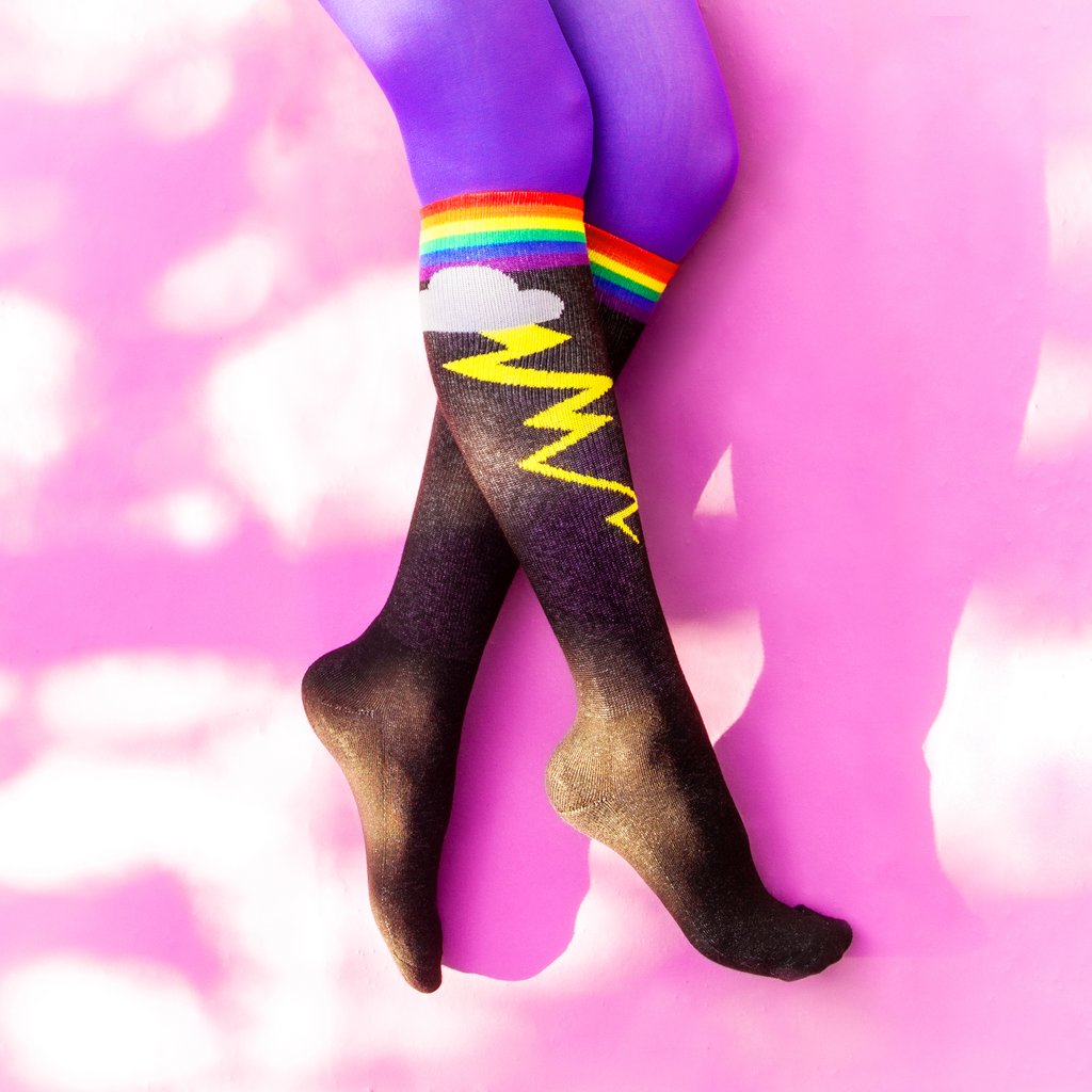 GUMBALL POODLE Athletic Knee Socks Rainbow Storm