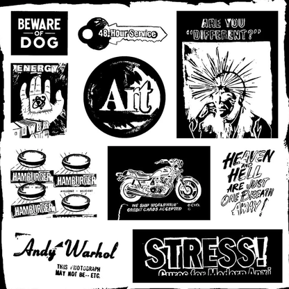 Andy Warhol Sticker Sheet M Black & White Ads