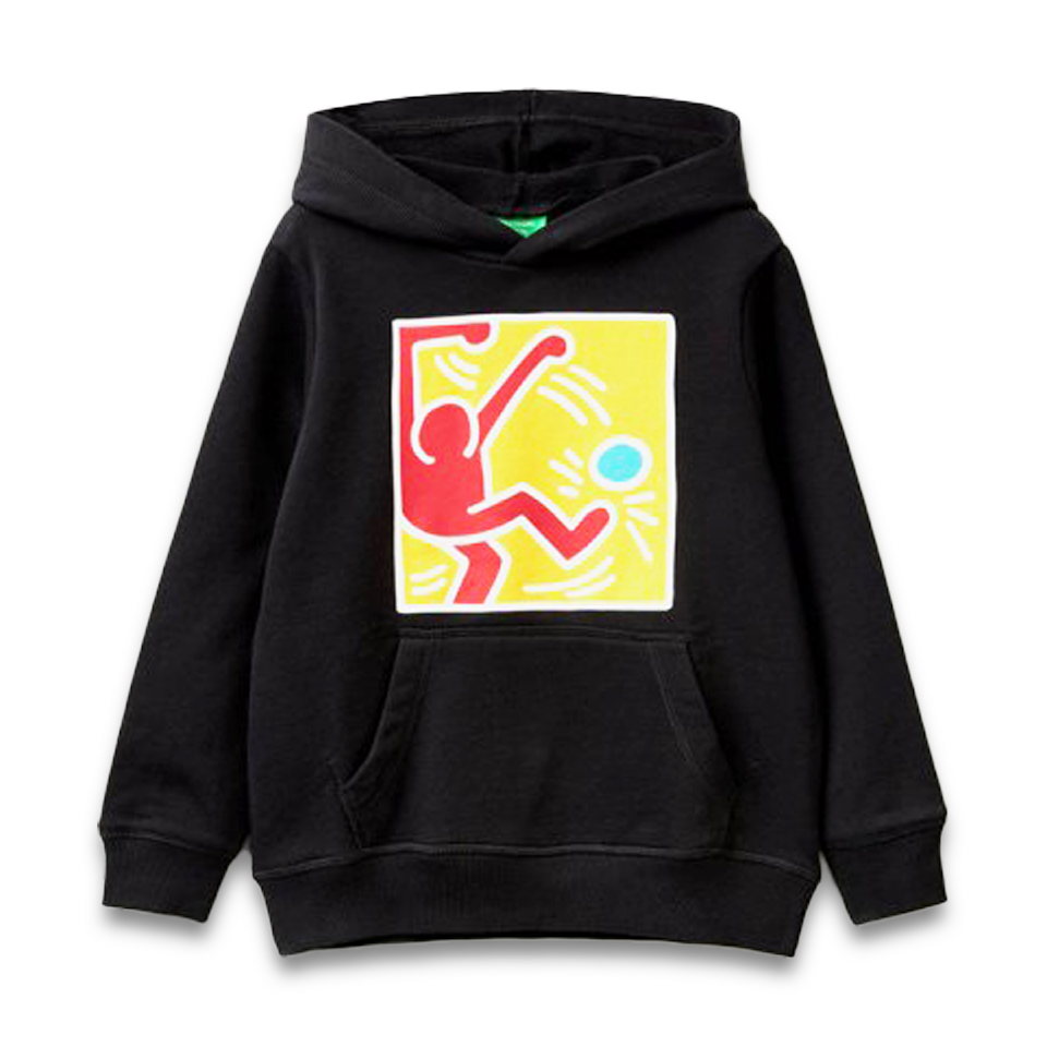 Benetton Keith Haring Kids Hoodie Soccer Black