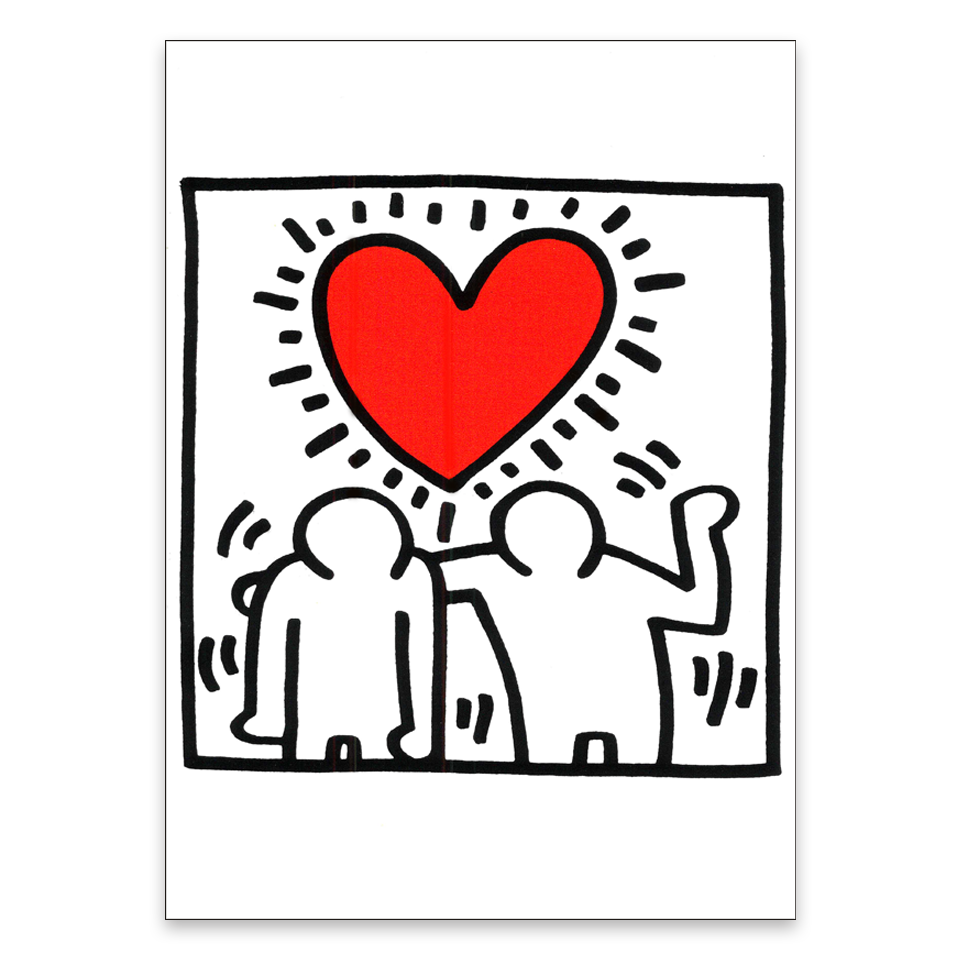 Keith Haring Color Framed Postcard Red