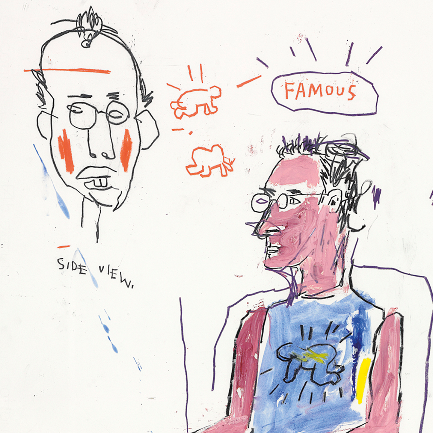 Jean-Michel Basquiat Framed Poster S Sketch of Keith Haring, 1983