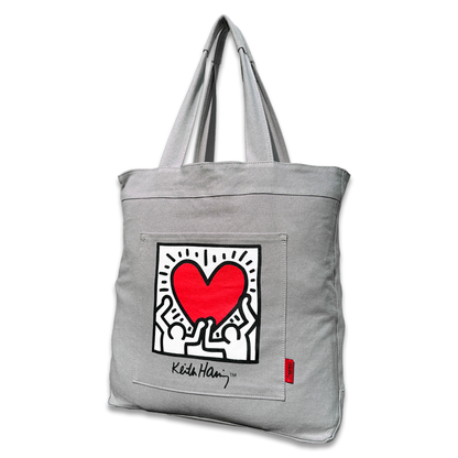 Keith Haring Cotton Canvas Tote "Holding Heart" #15501