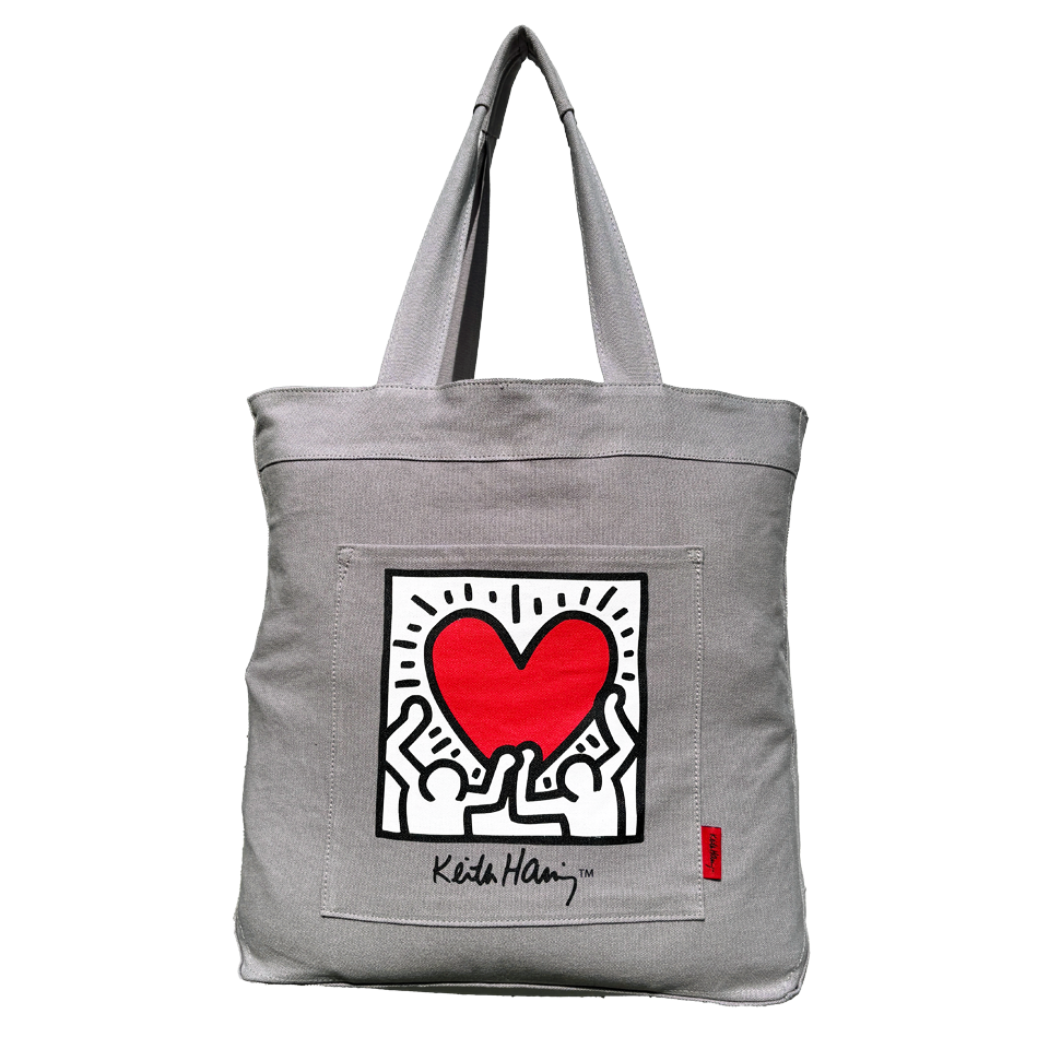 Keith Haring Cotton Canvas Tote "Holding Heart" #15501