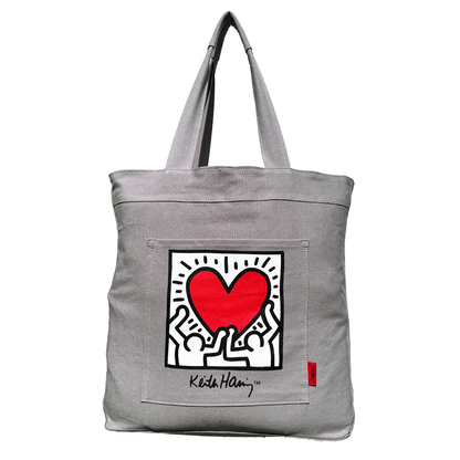 Keith Haring Cotton Canvas Tote "Holding Heart" #15501