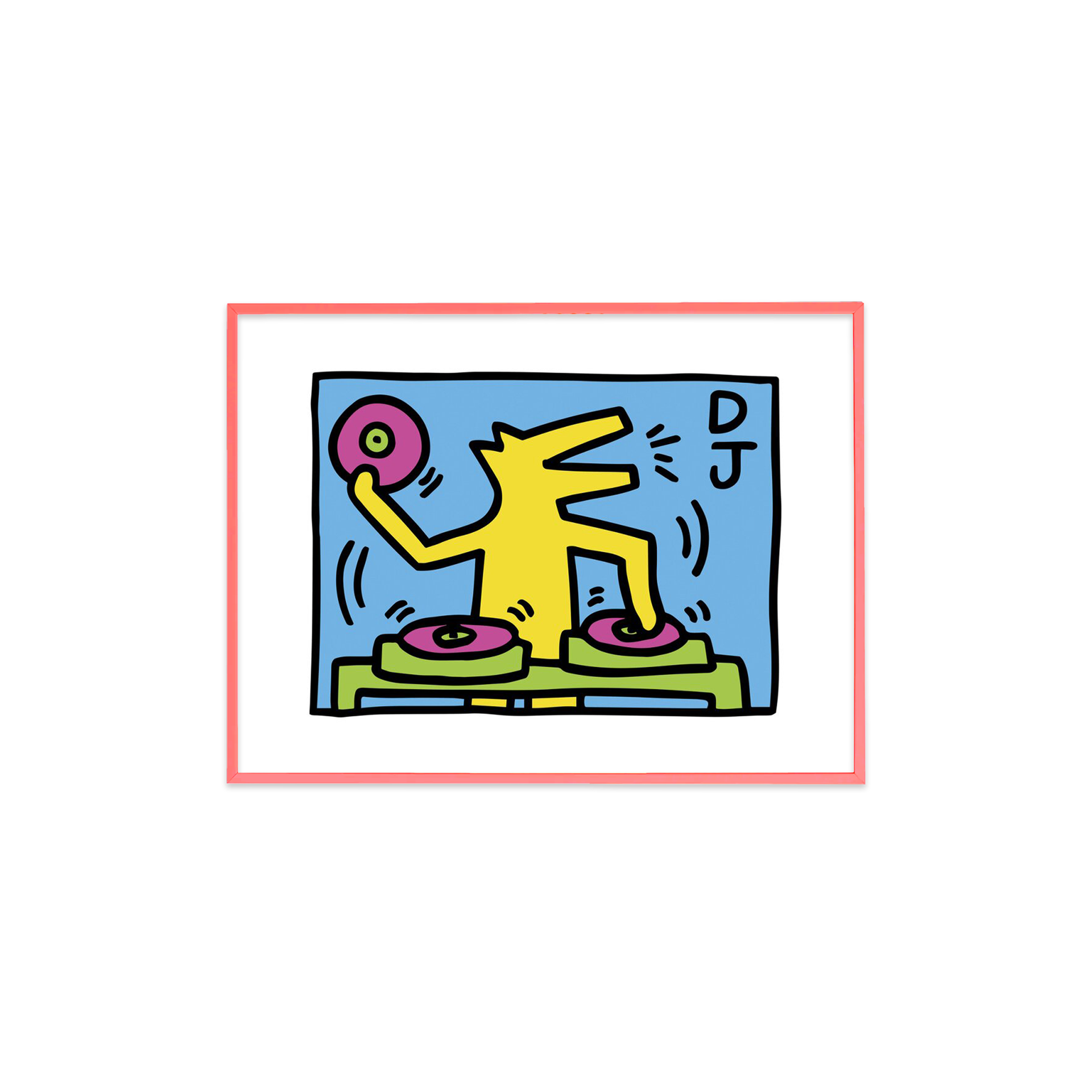 キースヘリング　シルクスクリーン　ポスター 1983年 Keith Haring キース・ヘリング 額装ポスター Untitled (DJ), 1983