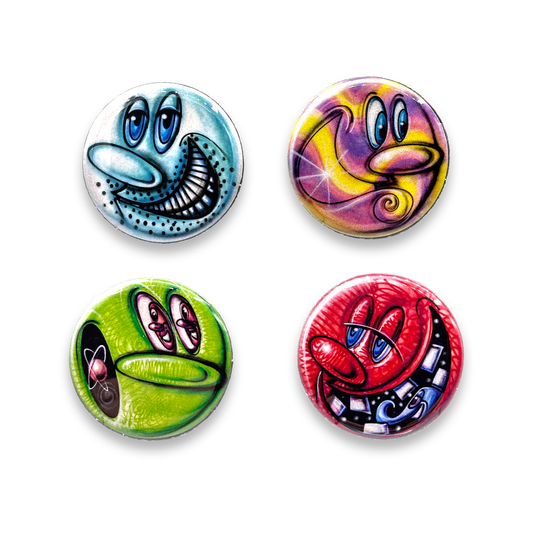 Kenny Scharf 4-Piece Button Set "Moodz"