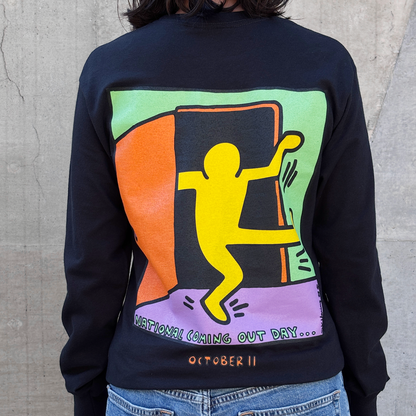 National Coming Out Day Keith Haring Long Sleeve T-shirt Black
