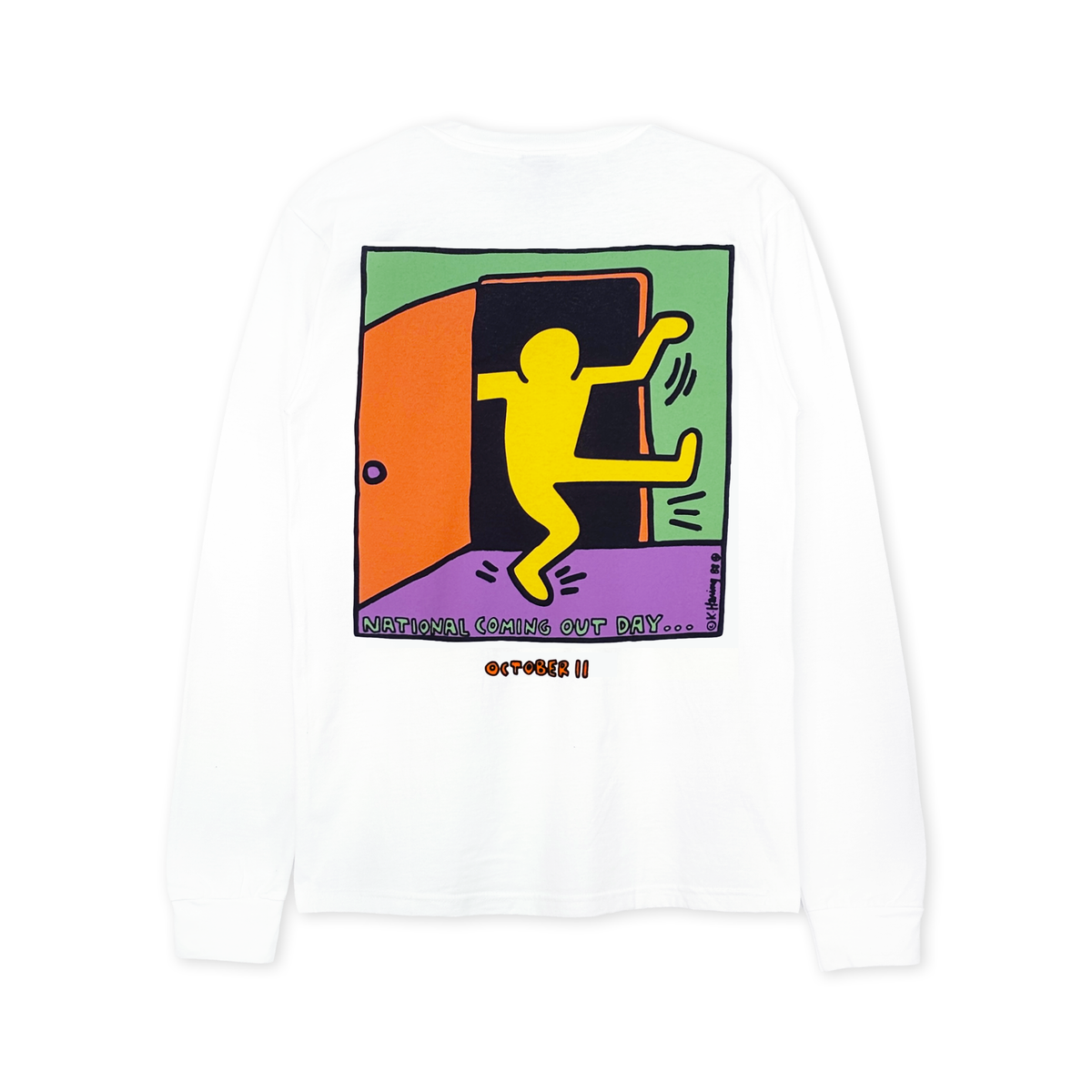 National Coming Out Day Keith Haring Long Sleeve T-shirt White