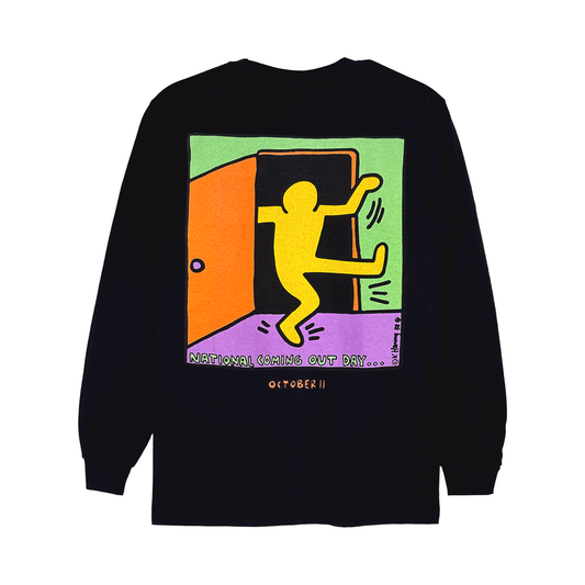 National Coming Out Day Keith Haring Long Sleeve T-shirt Black