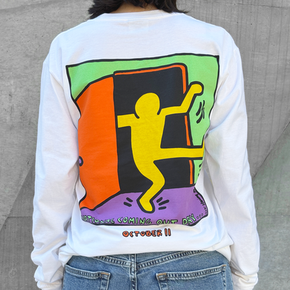 National Coming Out Day Keith Haring Long Sleeve T-shirt White