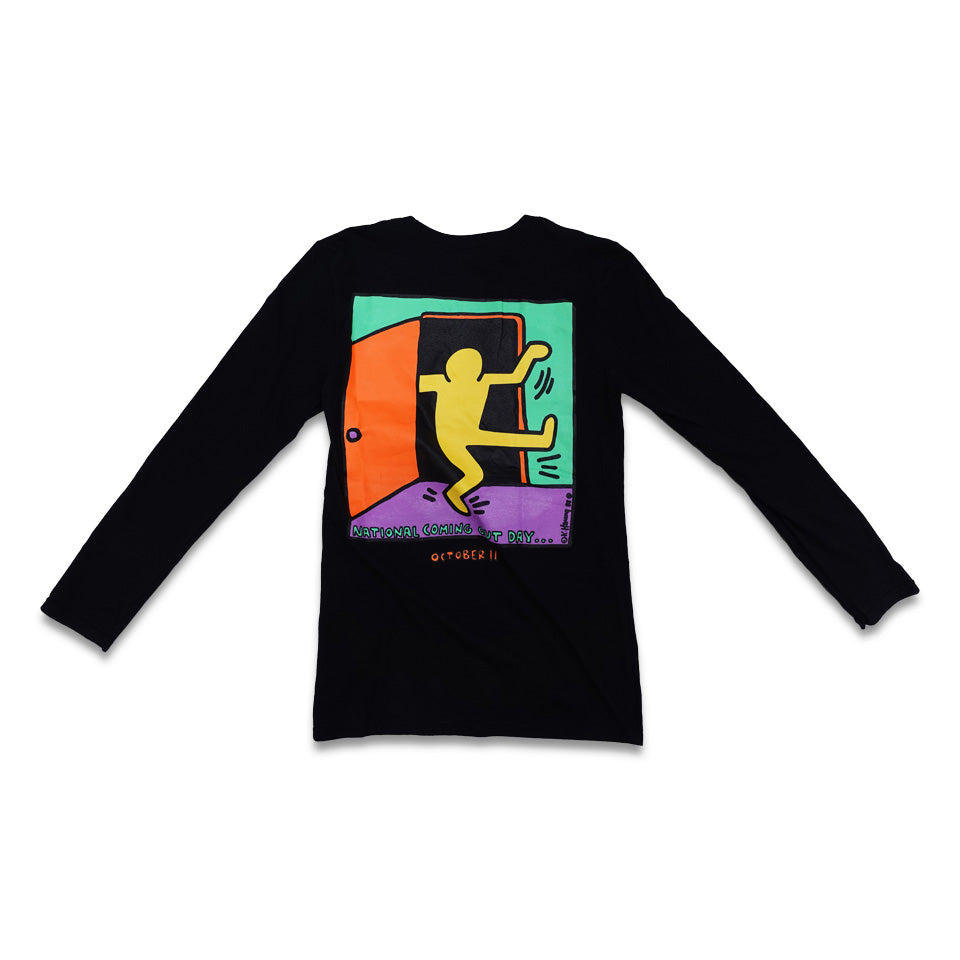 National Coming Out Day Keith Haring Long Sleeve Tshirt BLACK