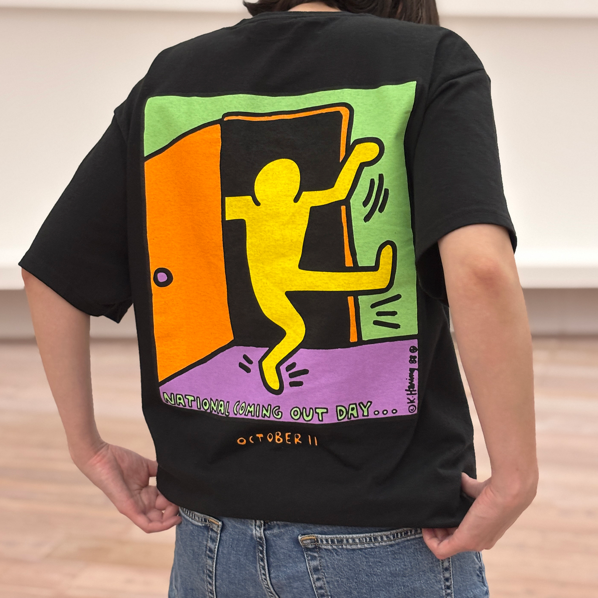 National Coming Out Day Keith Haring Short Sleeve T-shirt Black