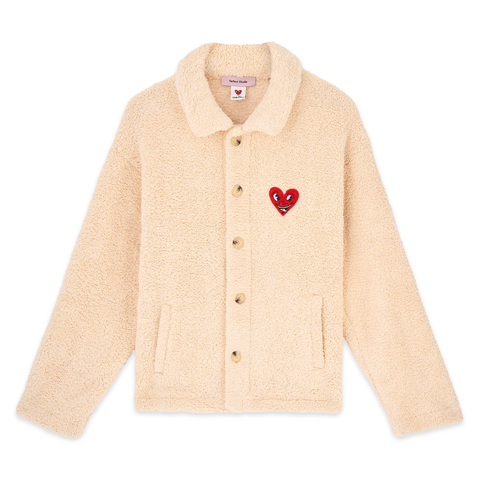 Reflect Studio Keith Haring Sherpa Jacket "Smiling Heart"