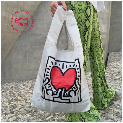 ECO BAG -Light Gray Holding Heart/Alien-