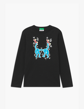 将图片加载到图库查看器，Benetton Keith Haring 儿童长袖 Holding Deck 黑色