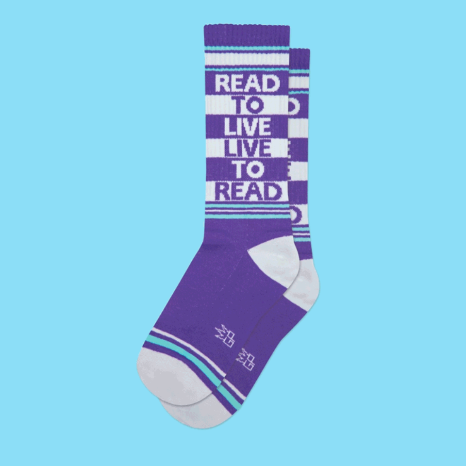 GUMBALL POODLE Socks READ TO LIVE LIVE TO READ