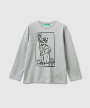 将图片加载到图库查看器，Benetton Keith Haring 儿童长袖 Liberty 灰色