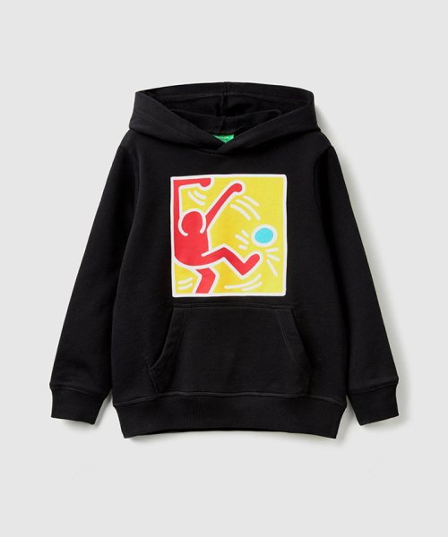 Benetton Keith Haring Kids Hoodie Soccer Black