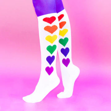 GUMBALL POODLE Athletic Knee Socks RAINBOW HEARTS