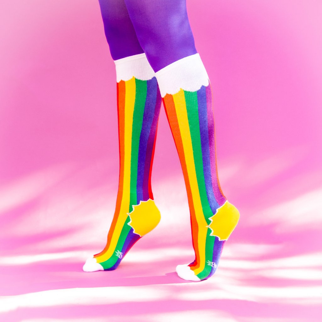 GUMBALL POODLE Athletic Knee Socks Rainbow Clouds 321092-KARC