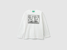 将图片加载到图库查看器，Benetton Keith Haring 儿童长袖 Dj 狗白色